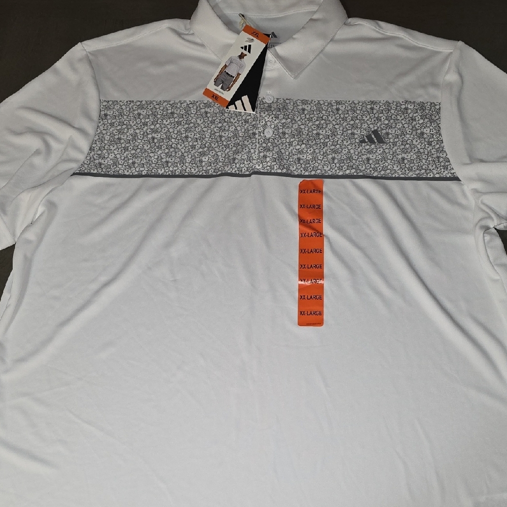Adidas Men's Polo Shirt in White and Black Pattern